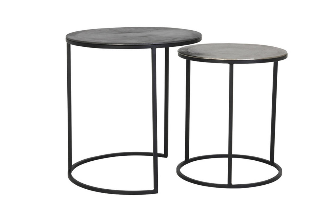BEISTELLTISCH Talca Silber Ø49/50,5 cm 2er-Set - Anthrazit/Silberfarben, Metall (49/49/50.5cm) - Light & Living