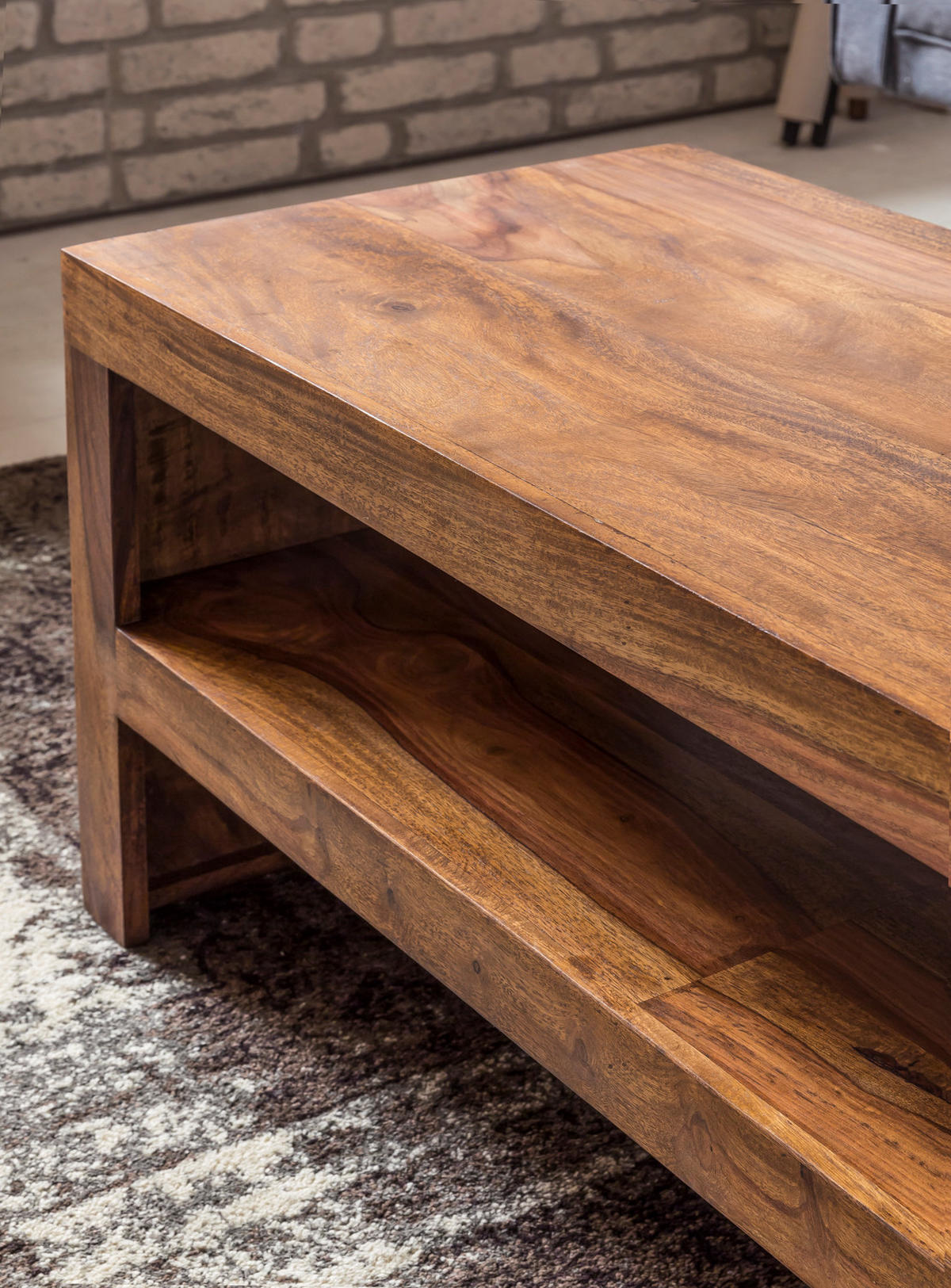 COUCHTISCH Sheesham Massivholz, Moderner Stil, 110x45x45 cm, Handgefertigt - Braun, Holz (45/110/45cm) - KADIMA DESIGN