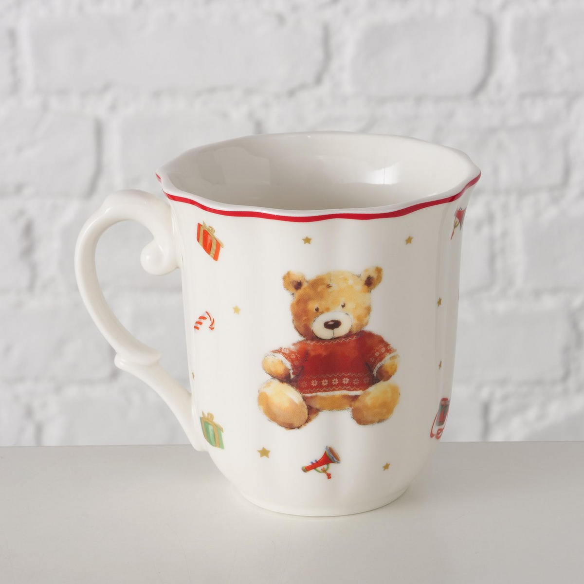 TEDDYBÄR Bailey 350 ml 9,3/9,3/9,5 cm - Weiß, Keramik (9.3/9.5/9.3cm) - Boltze Home
