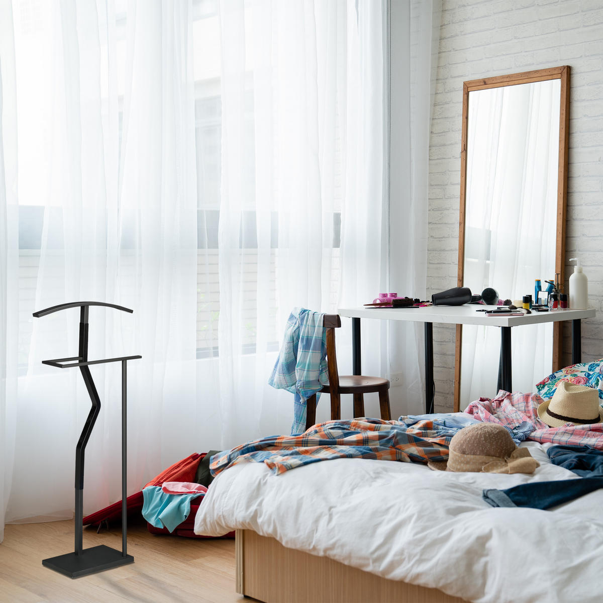 HERRENDIENER - Schwarz, Holzwerkstoff/Metall (48/107/20cm) - Relaxdays