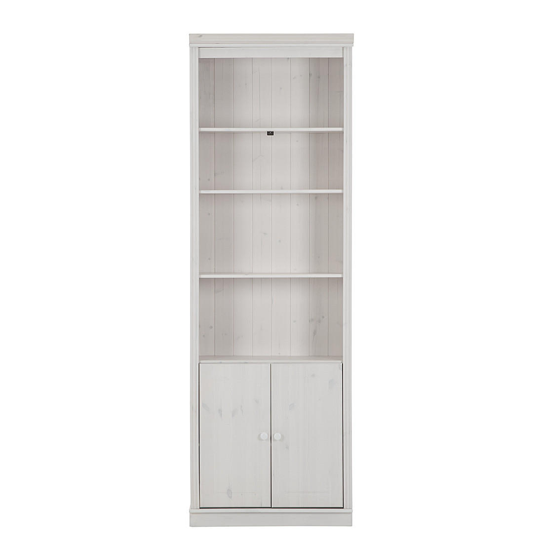 REGAL mit Türen - Kiefer massiv - Weiß/Kieferfarben, Holz (74/223/37cm) - home24
