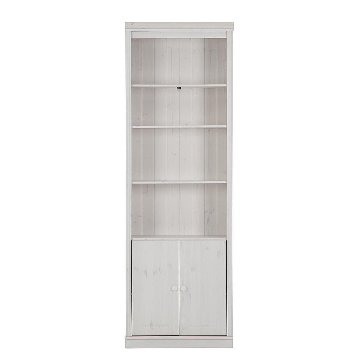 REGAL mit Türen - Kiefer massiv - Weiß/Kieferfarben, Holz (74/223/37cm) - home24