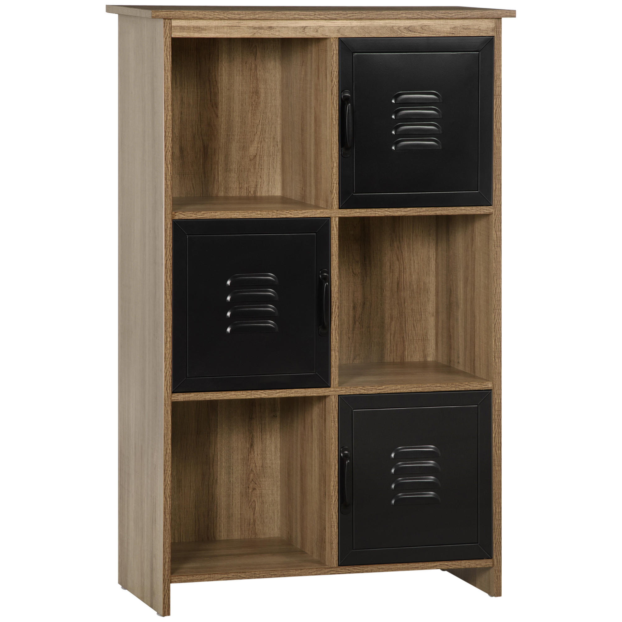 AKTENREGAL DE-14407 Industriedesign mit Metalltüren Schwarz/Holz - Braun, Holzwerkstoff (35/116.5/75cm) - ComfortXL