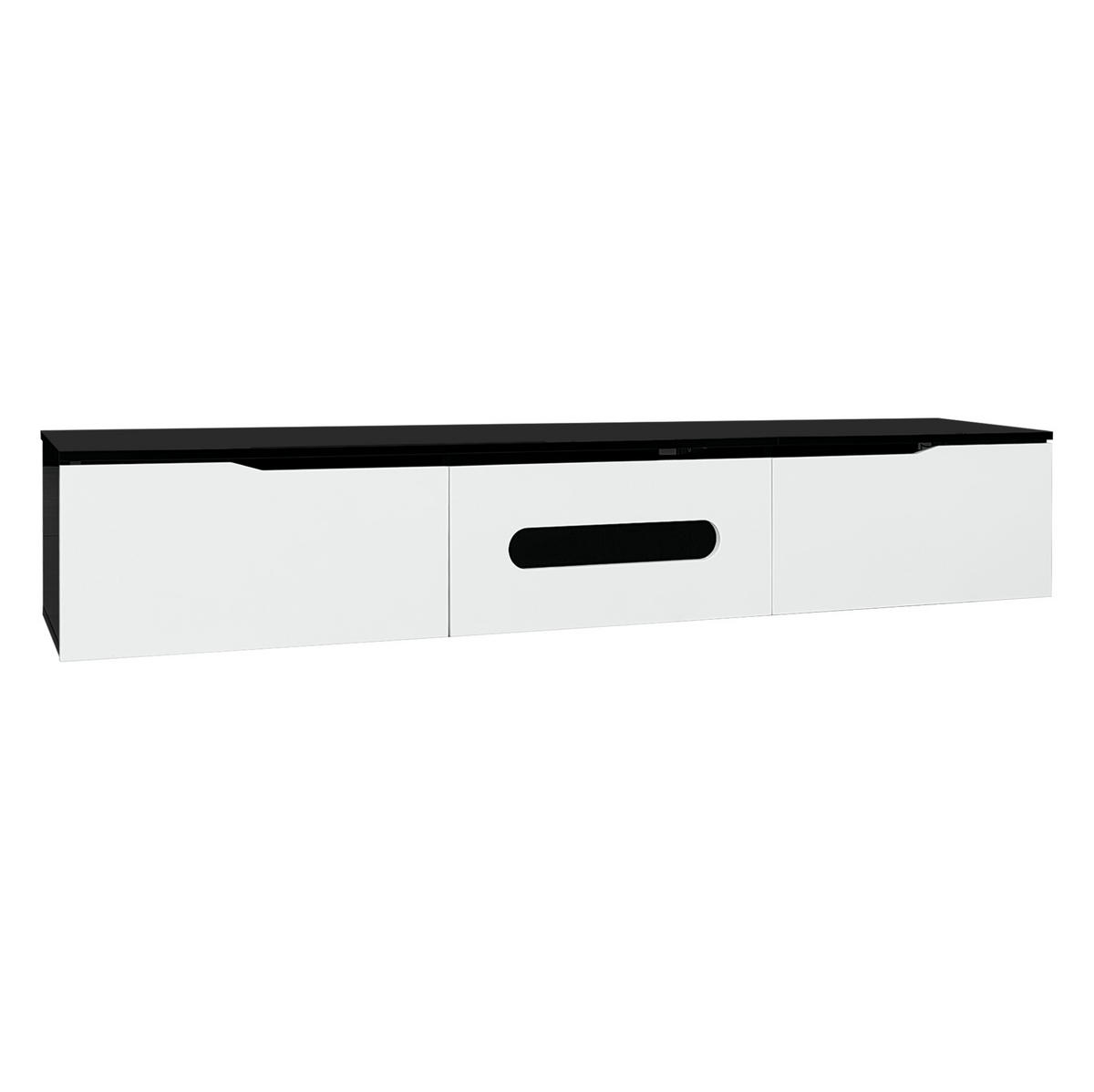 TV ormarić 180/35/30 cm crno-bijeli od MDF-a i iverice s LED rasvjetom i zidnom montažom - crna, drvni materijal (180/30/35cm) - OKWISH