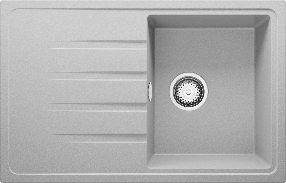 SPÜLBECKEN Mailand, 2-er set Grau 78/50 cm 1 Becken + Ablauf-Set ab 45er Unterschrank - Chromfarben/Grau, Kunststoff (78/19/50cm) - Primagran