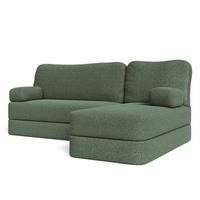 ECKSOFA SABI modulares Boneless Sofa mit Schlaffunktion Grün Boucle-Stoff - Grün, Textil (200/120cm) - MASSENO