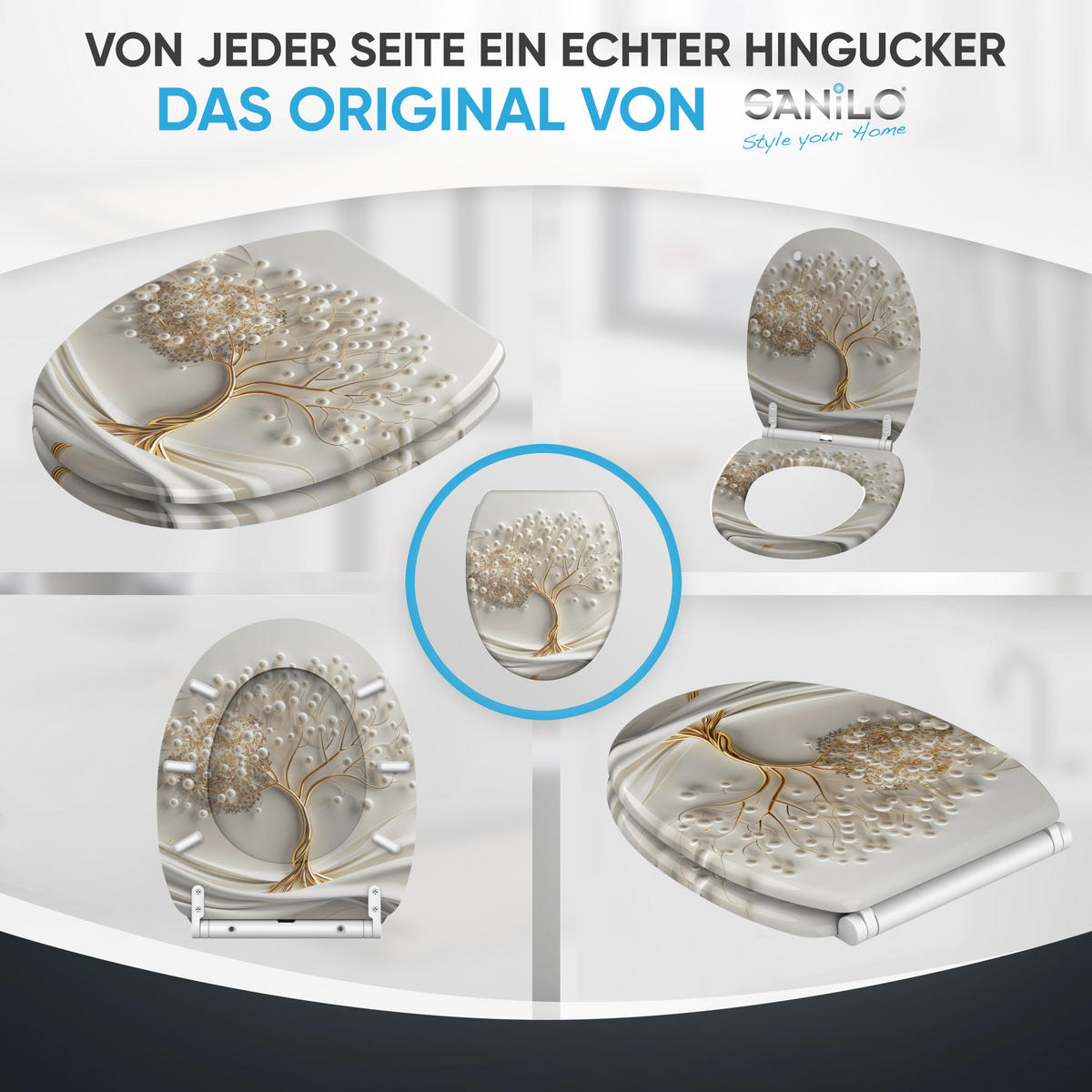 WC Sitz mit Absenkautomatik Tree of Life - Weiß, Holzwerkstoff (38/6/47cm) - Sanilo