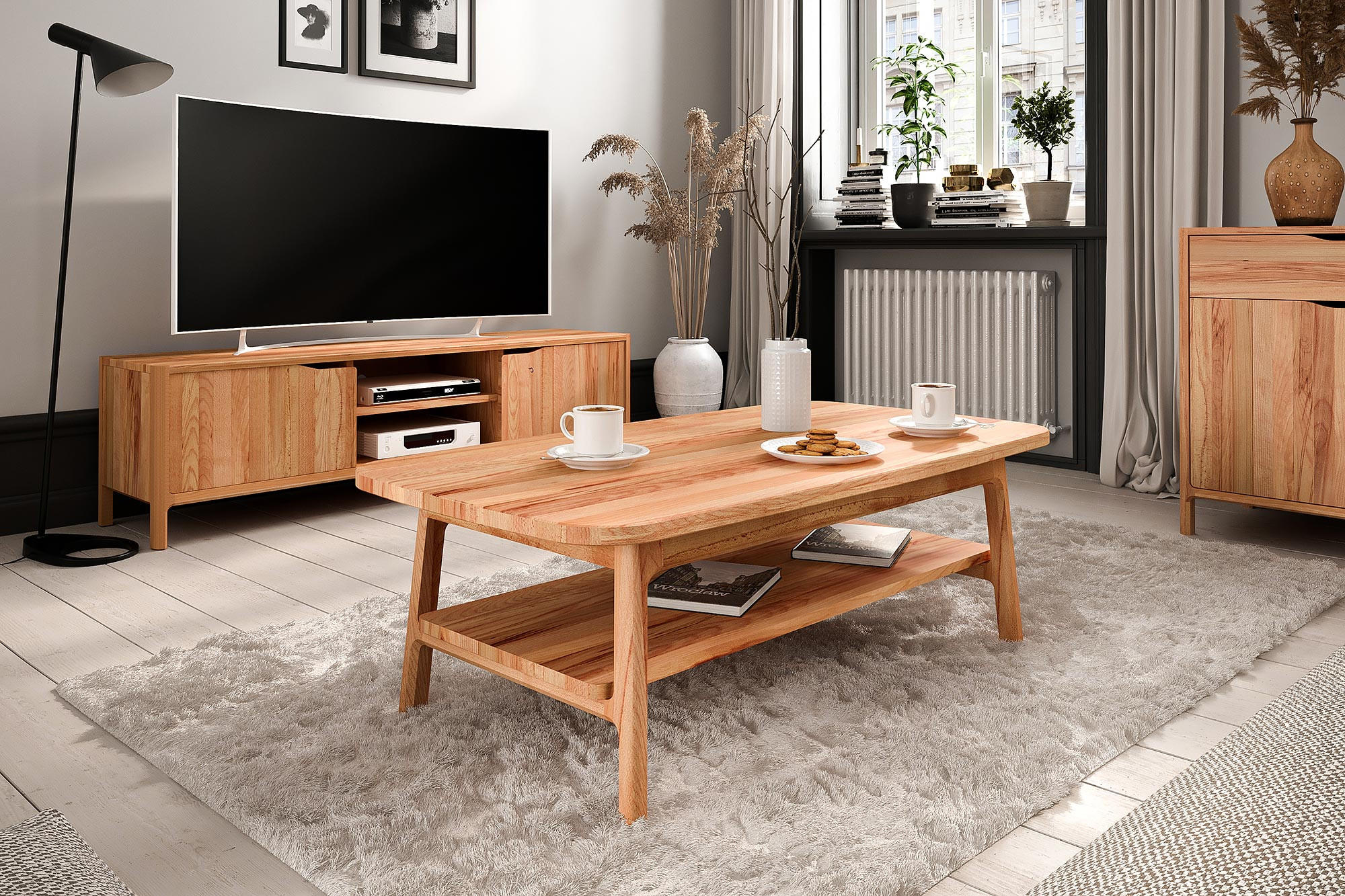 Thumbnail - byoak Kaffetisch, Kernbuche, Holz, Kernbuche, 60x42x100 cm, Wohnzimmer, Wohnzimmertische, Couchtische