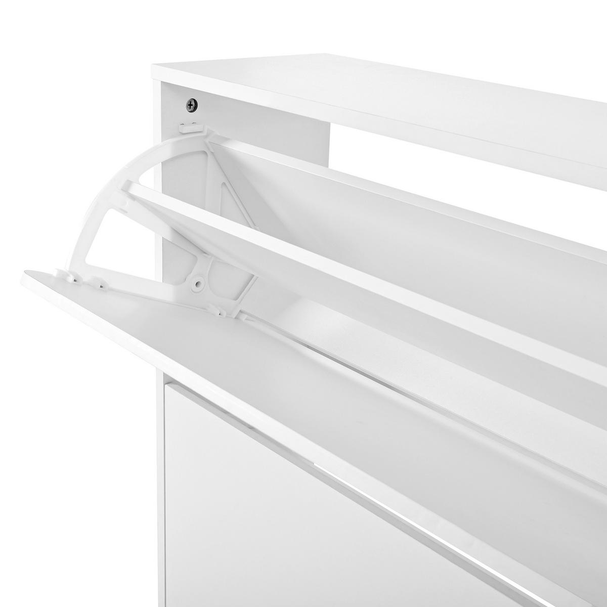 SCHUHSCHRANK in Weiß Schuhkommode mit 3 Türen, großem Stauraum und goldenen Schrankfüßen für Foyer, B73/T24/H120cm - Goldfarben/Weiß, Holzwerkstoff/Metall (73/120/24cm) - STILVORA