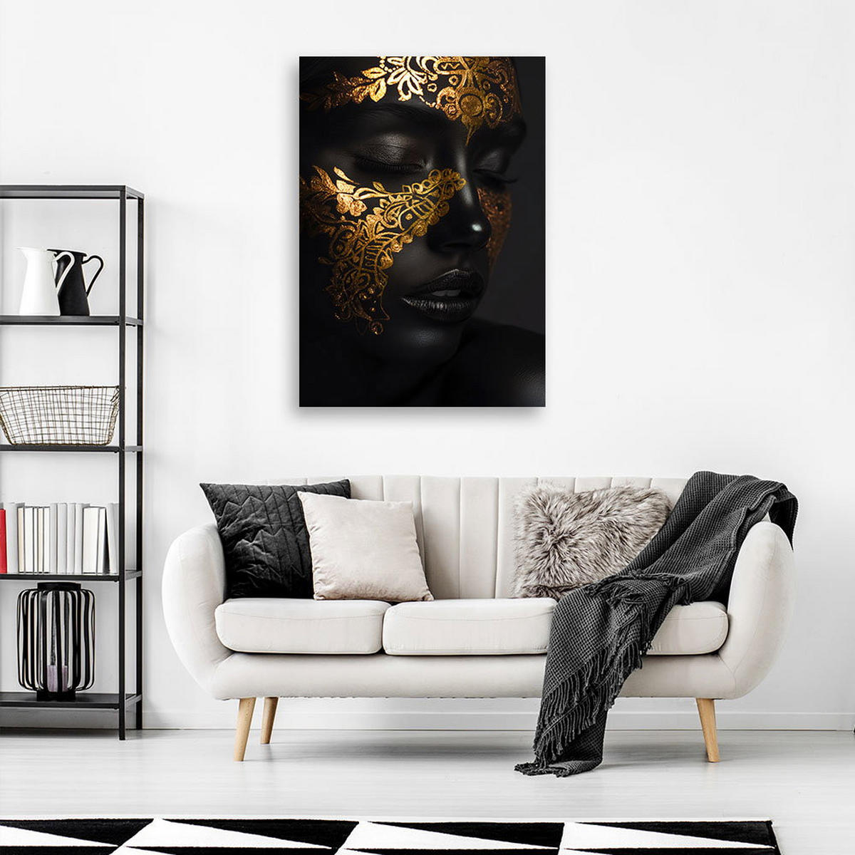 KUNSTDRUCK Schwarz 70/100 cm - Schwarz, Textil (70/100cm) - KUNSTLOFT