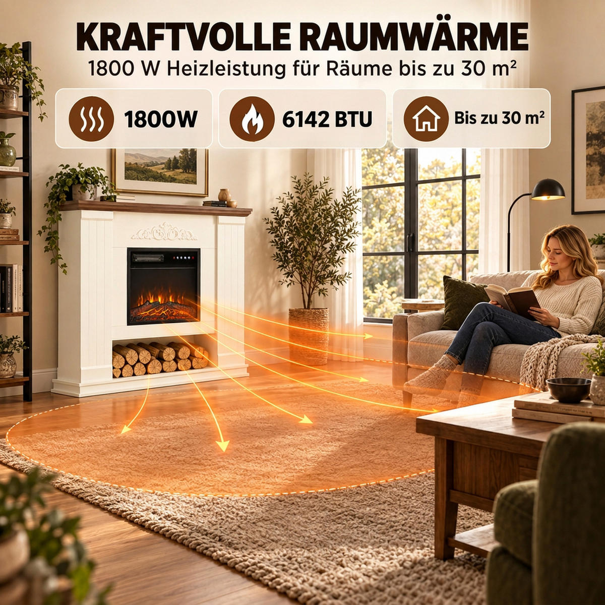 ELEKTROKAMIN Stahl Spanplatte Weiß - Weiß, Holzwerkstoff (26/110/115cm) - HOMCOM