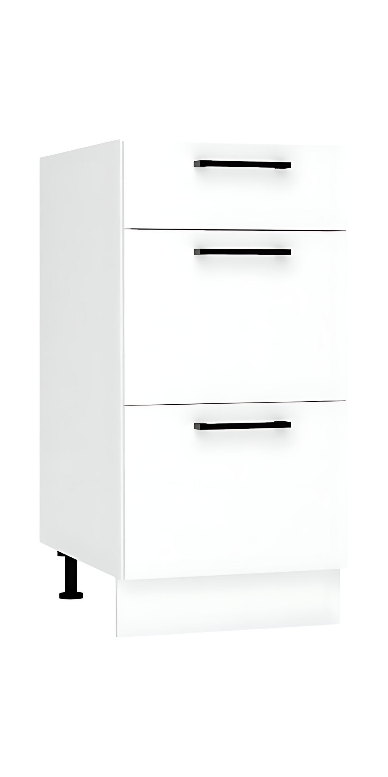 UNTERSCHRANK D40S3 - Morvex - 3 Schubladen für effiziente Organisation - Weiß, Holz/Metall (40/82/52.4cm) - ROYAL24_MARKT