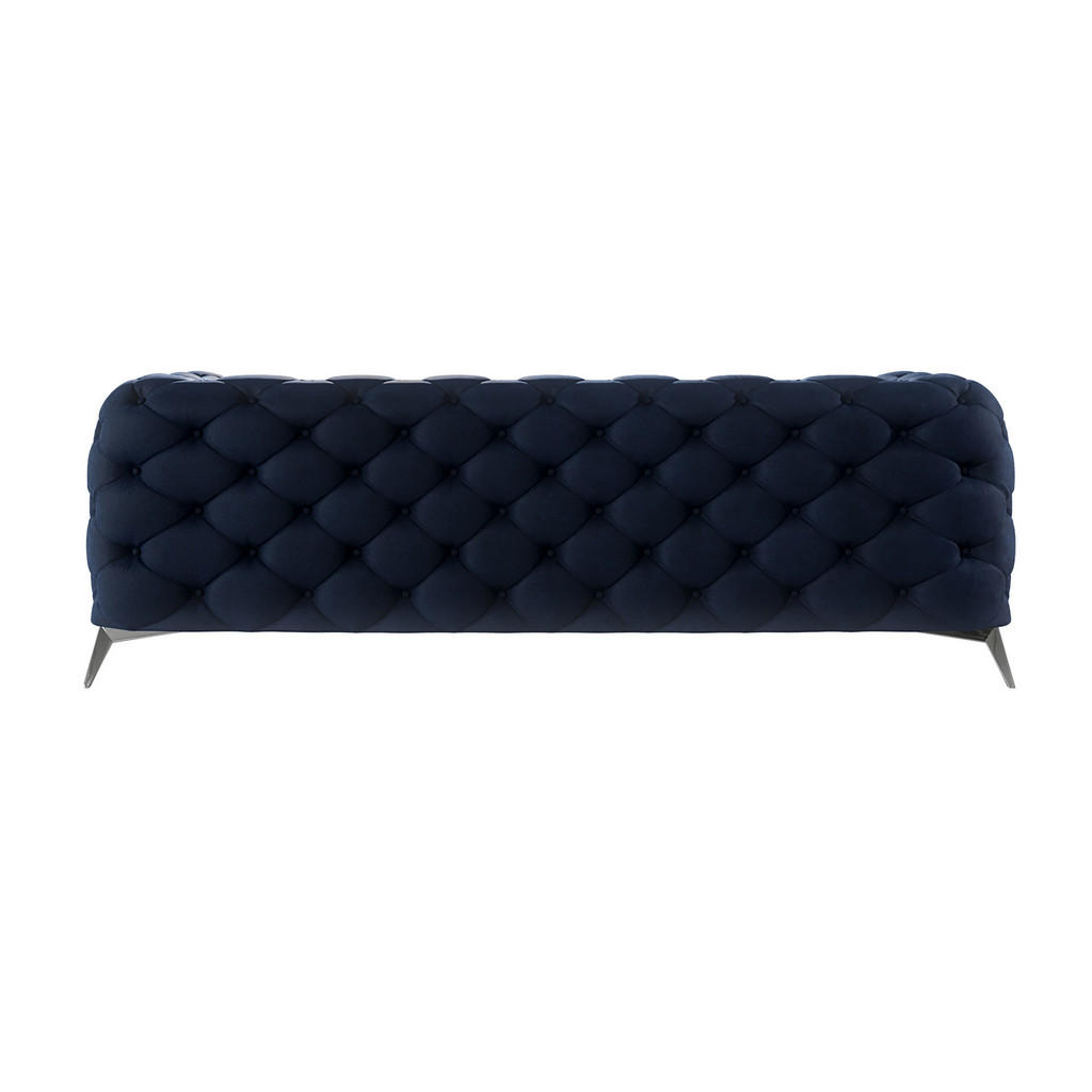 Thumbnail - S-Style Möbel Chesterfield-Sofa, Dunkelblau, Textil, Echtholz,Buche, Birke, 3-Sitzer, Füllung: Polyetherschaumkern, 225x...