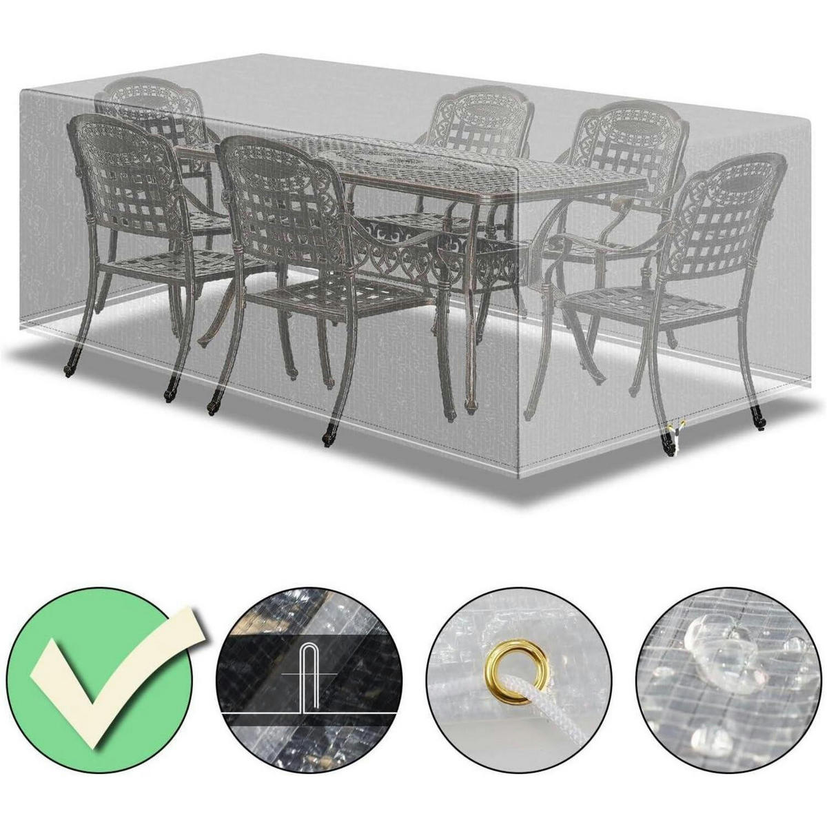 ABDECKHAUBE für Gartenmöbel 250 x 210 x 90 cm - Transparent, Kunststoff (250/90/210cm)