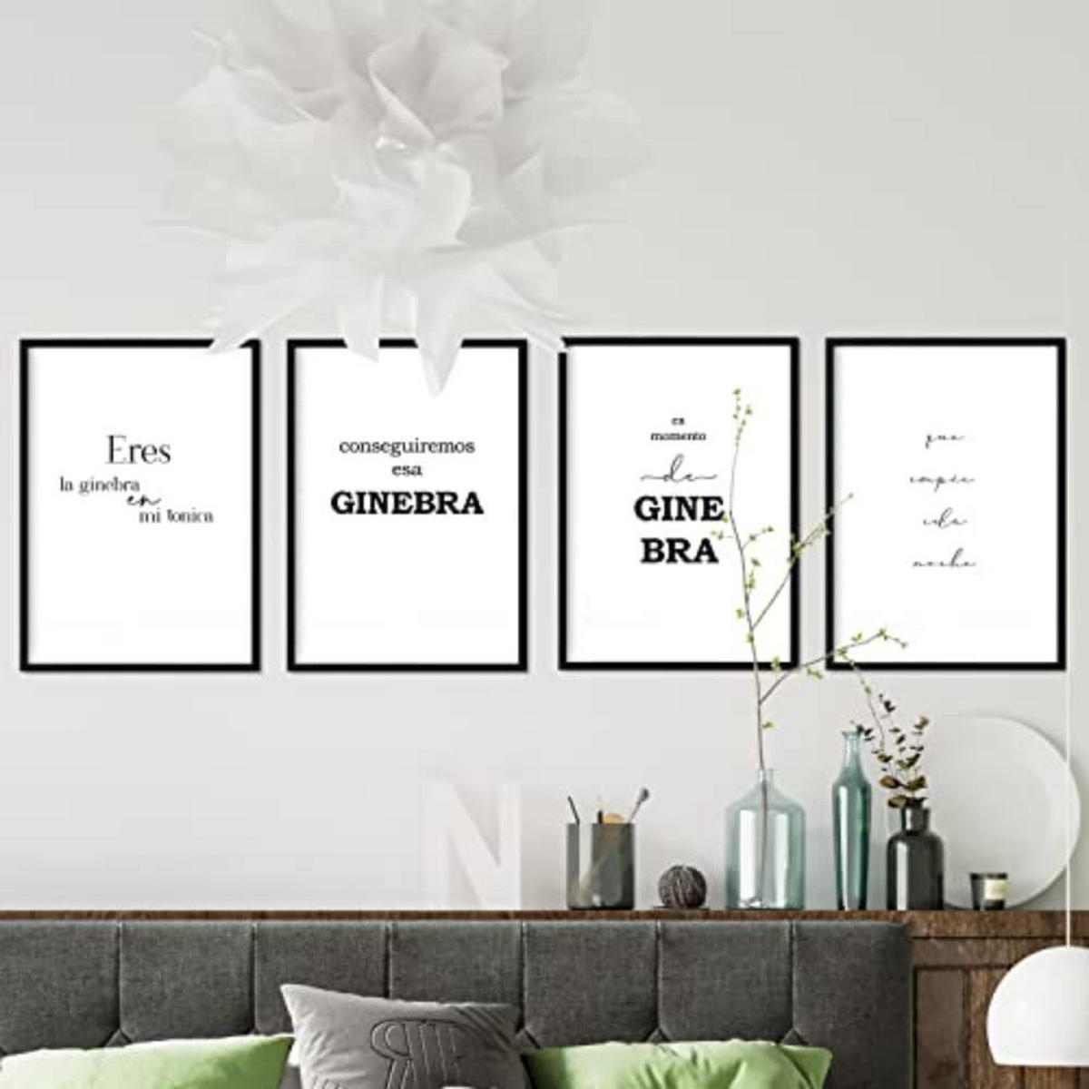 POSTER Set mit 4 Gin TypografieStil A3 Rahmenlos - Klar, Papier (29.7/3cm) - Nacnic