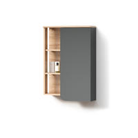 BADSCHRANK Marano Anthrazit 50 x 75 cm mit Tür und offenen Fächern - Anthrazit/Sonoma Eiche, Holzwerkstoff (50/75/20cm) - Livinity®