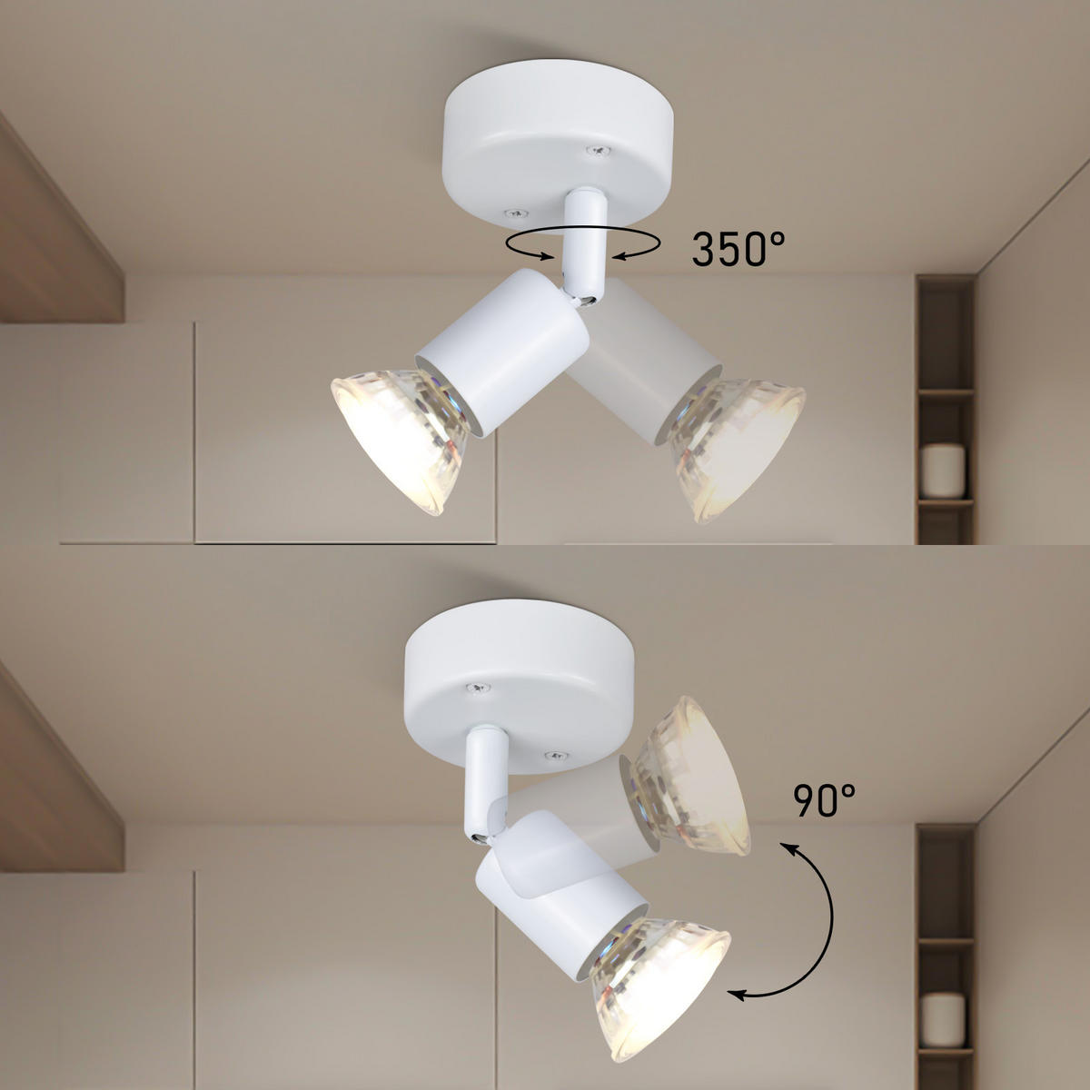 DECKENSTRAHLER Leuchtbryn 10/7/14 cm - Weiß, Metall (14/10/7cm) - ZMH