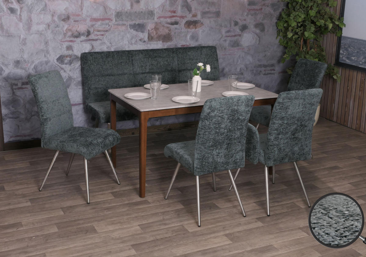 ESSZIMMER-SET Blau 5er-Set - Blau, Textil (160/100/65cm) - MCW