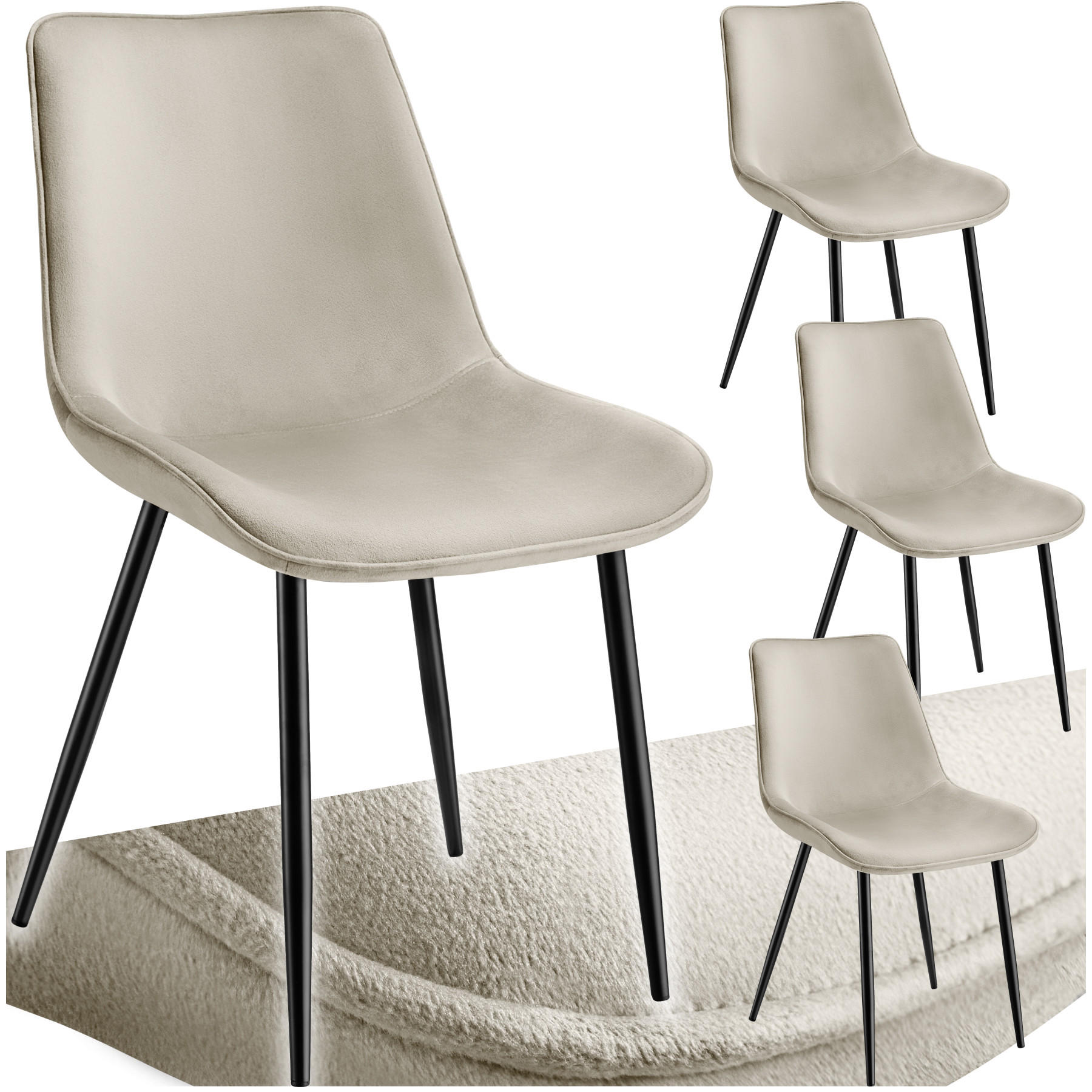 STUHL 4er Set Monroe 48 x 59 x 82 5 cm creme - Creme, Kunststoff (48/82.5/59cm) - tectake
