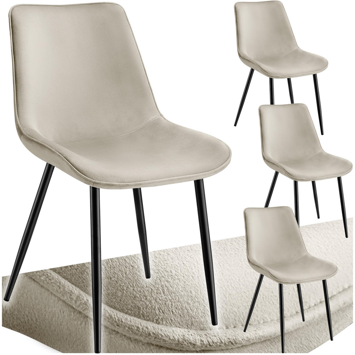 STUHL 4er Set Monroe 48 x 59 x 82 5 cm creme - Creme, Kunststoff (48/82.5/59cm) - tectake