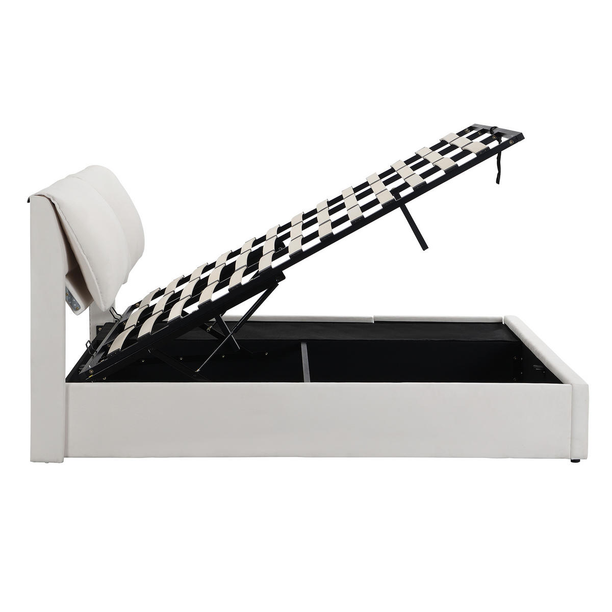 POLSTERBETT 180/200 cm Beige mit hydraulischem Bettkasten und drei Schubladen - Beige, Textil (180/200cm) - OKWISH