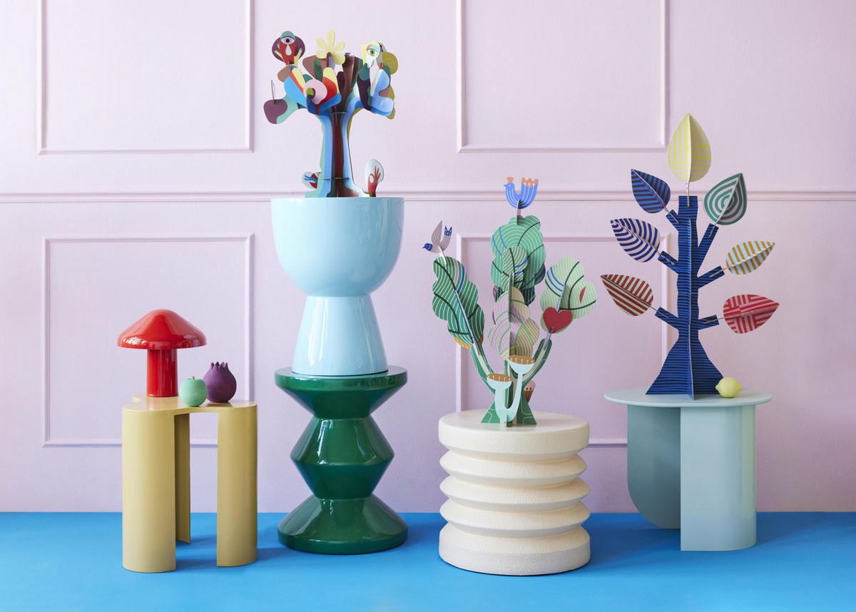 DEKOFIGUR Abstrakter Baum 35/38 cm - Multicolor, Wellpappe (35/38/35cm) - KUNSTLOFT
