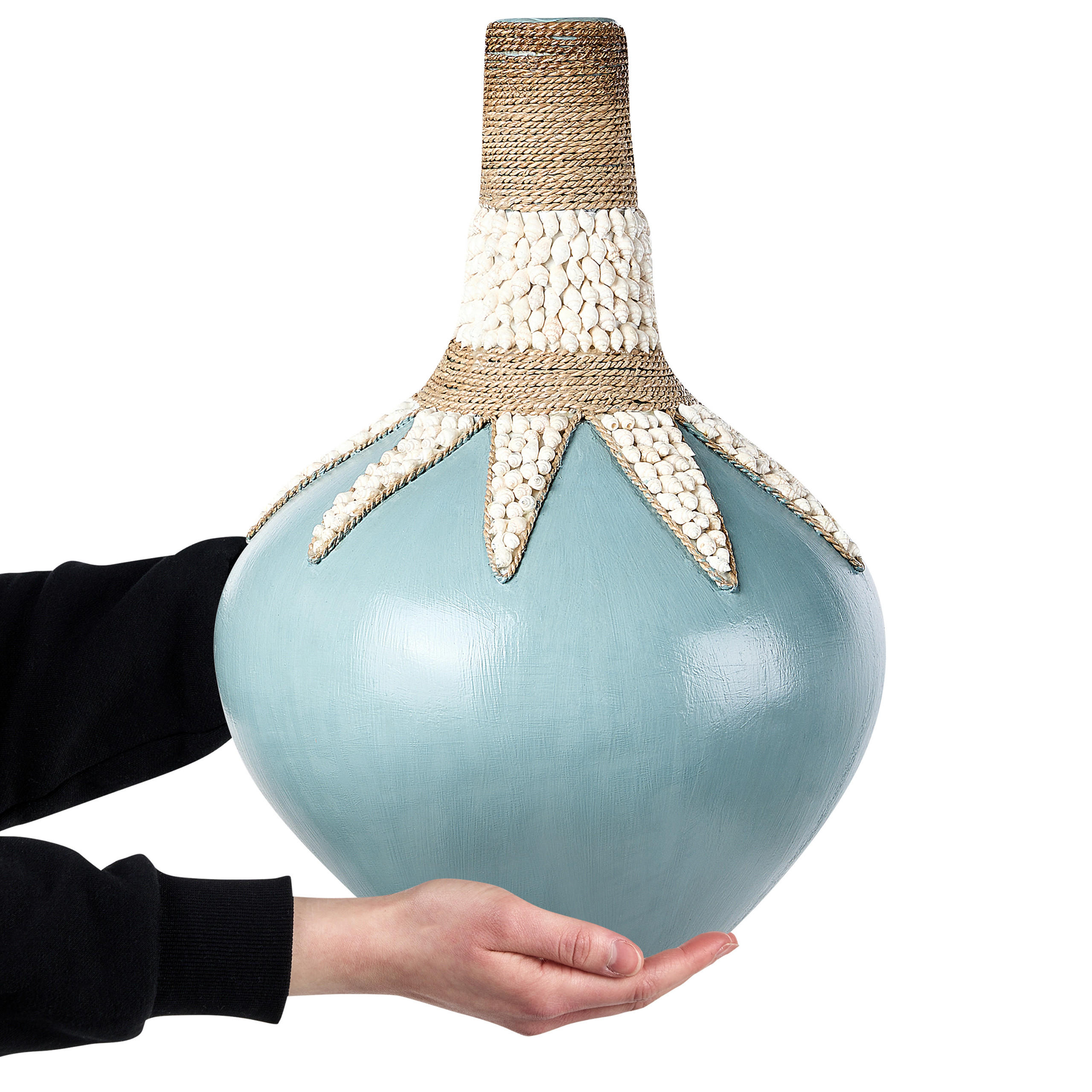 DEKOVASE Terrakotta blau Silau - Blau, Stein (43cm) - Beliani