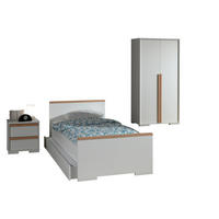 KINDERZIMMER komplett Set 4-tlg. Kariotta 3 Weiß Griffe Massivholz - Buchefarben/Weiß, Holzwerkstoff (430/1/287cm) - 58aufmkessel