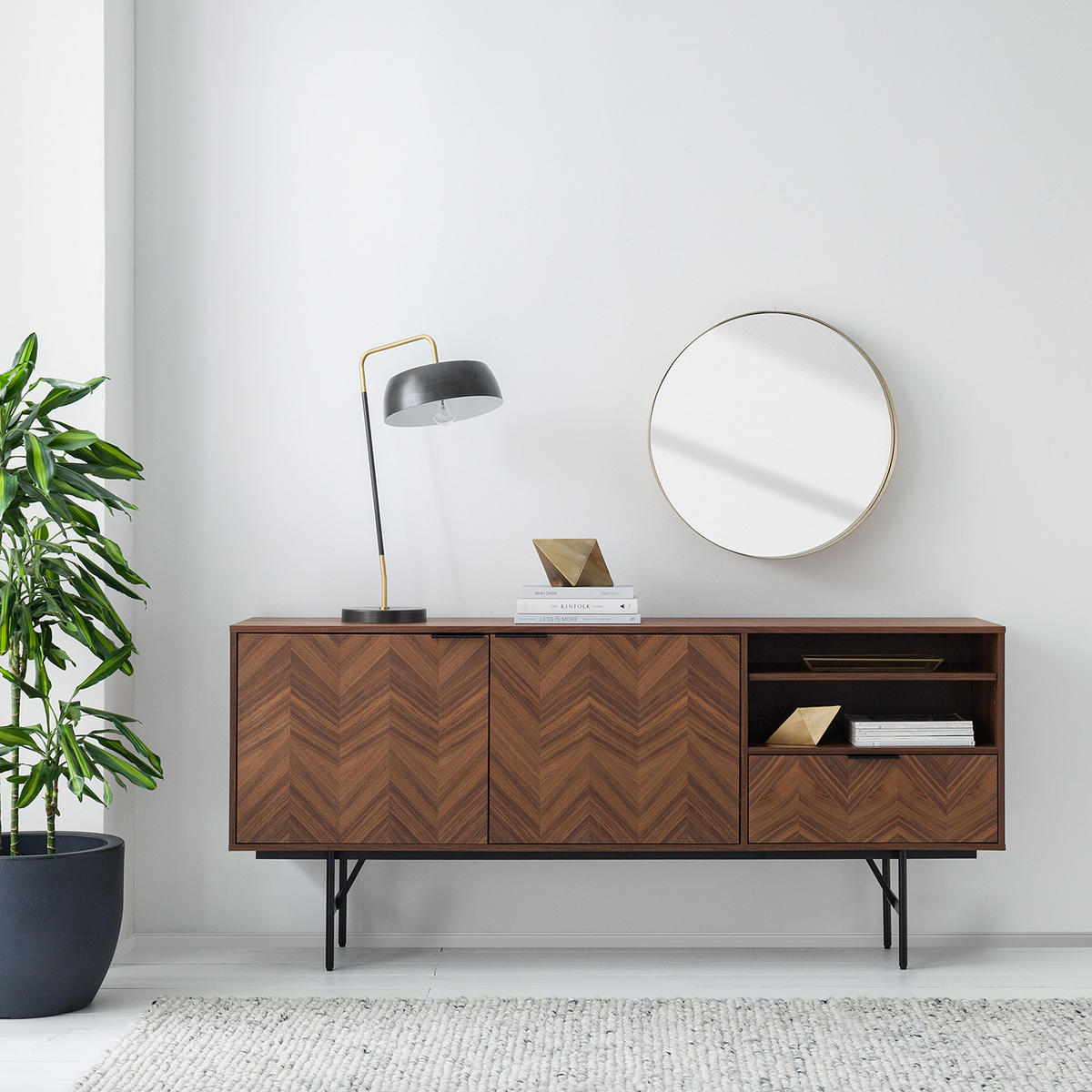 SIDEBOARD - Echtholzfurnier - Walnuss - Walnussfarben, Holzwerkstoff (180/80/40cm) - home24