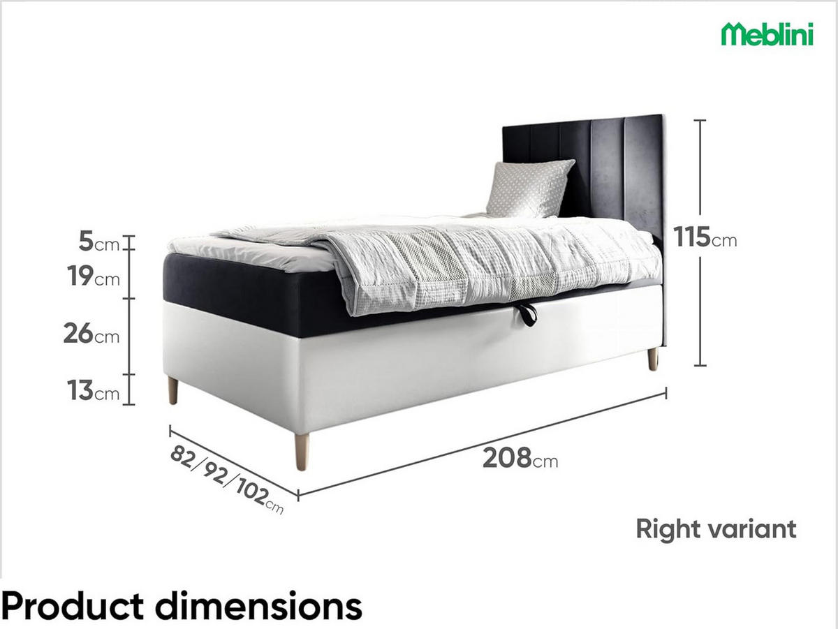 KINDERBETT MAYA 1 - Schwarz/Weiß, Holzwerkstoff (92/208cm) - Meblini