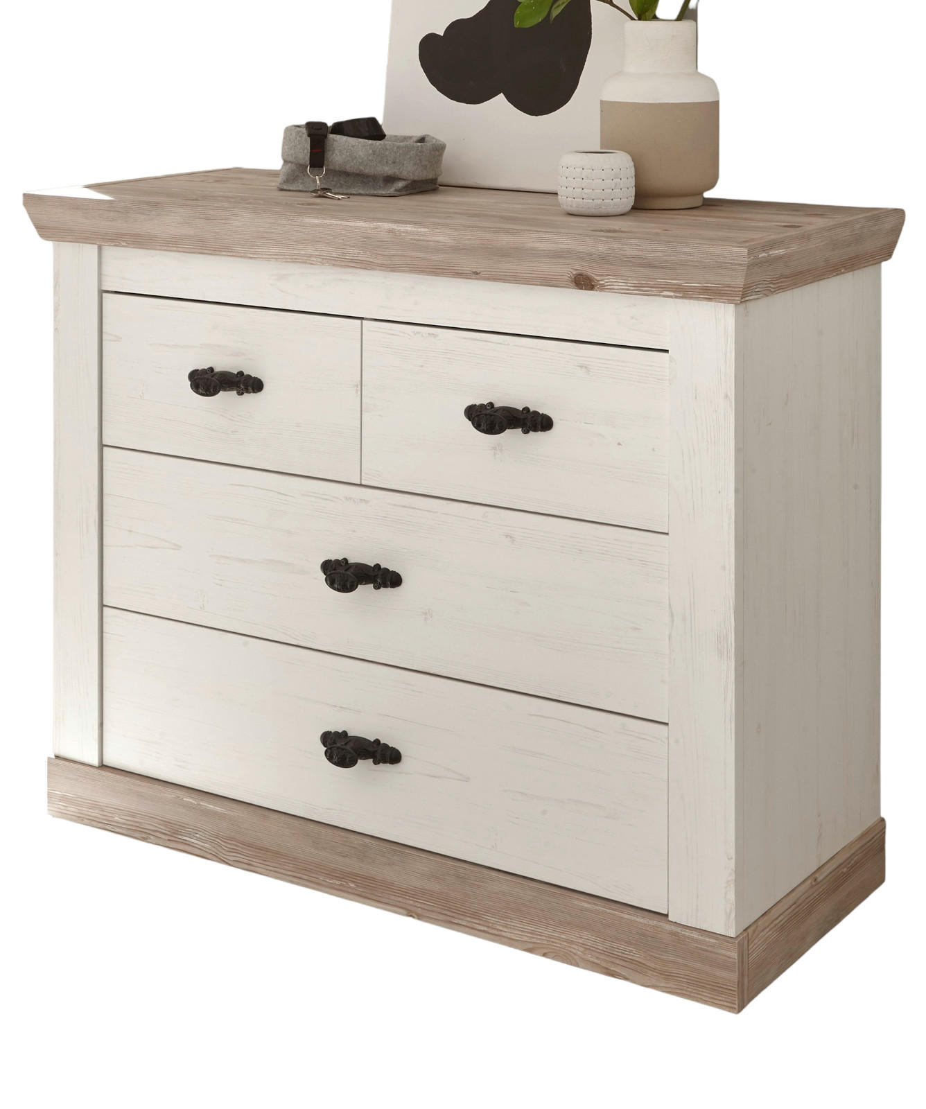 Furn.Design Kommode Weiß, Pinien 107x87x45 cm