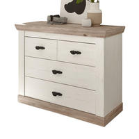 KOMMODE Pinie weiß, Oslo Pinie Landhaus, Schubladenkommode, 107 x 84 cm - Weiß/Pinienfarben, Holzwerkstoff/Metall (107/87/45cm) - Furn.Design