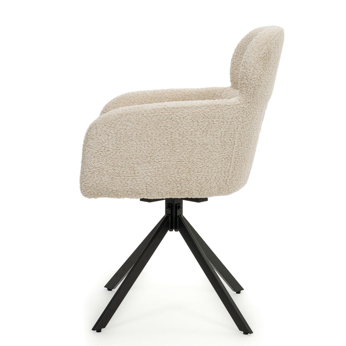 STUHL BIONE drehbar gepolsterter mit Steppung - creme - Boucle - Creme/Schwarz, Textil/Metall (58/88/59cm) - NEW HOME