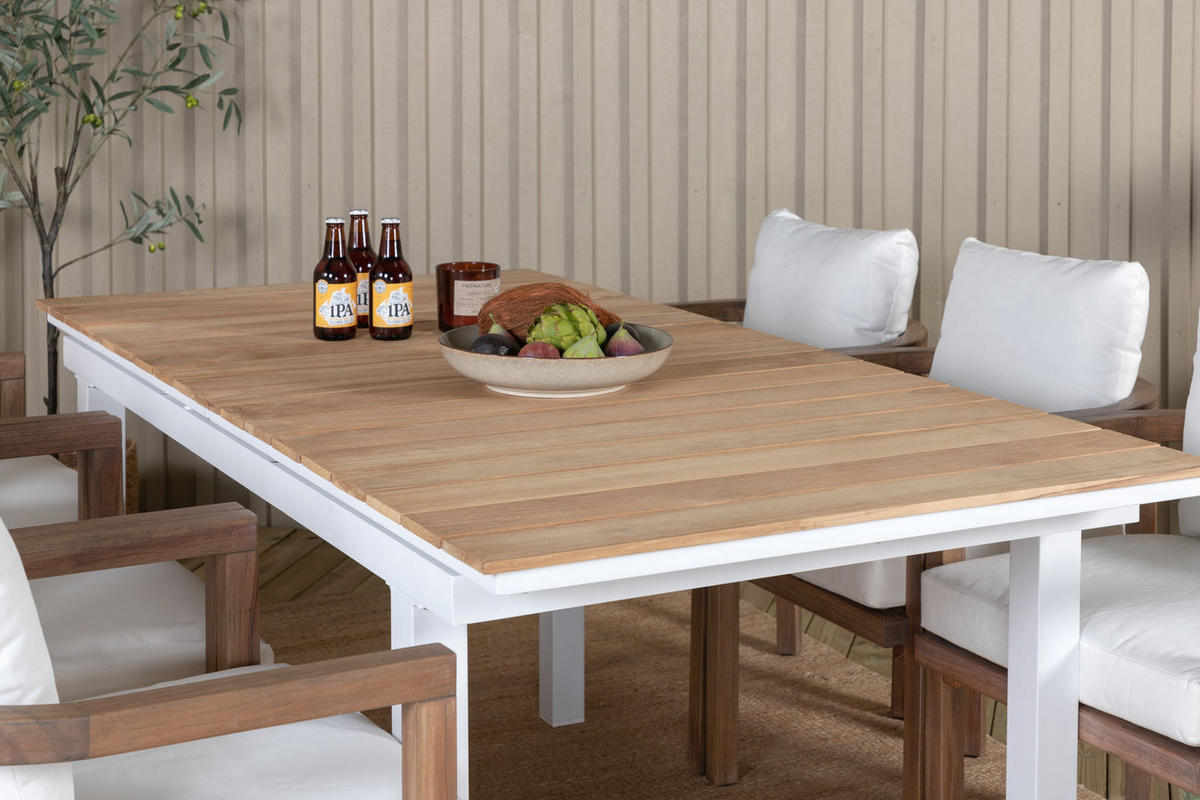 GARTENTISCH Weiß - Weiß, Holzwerkstoff (240/90/76cm) - ebuy24