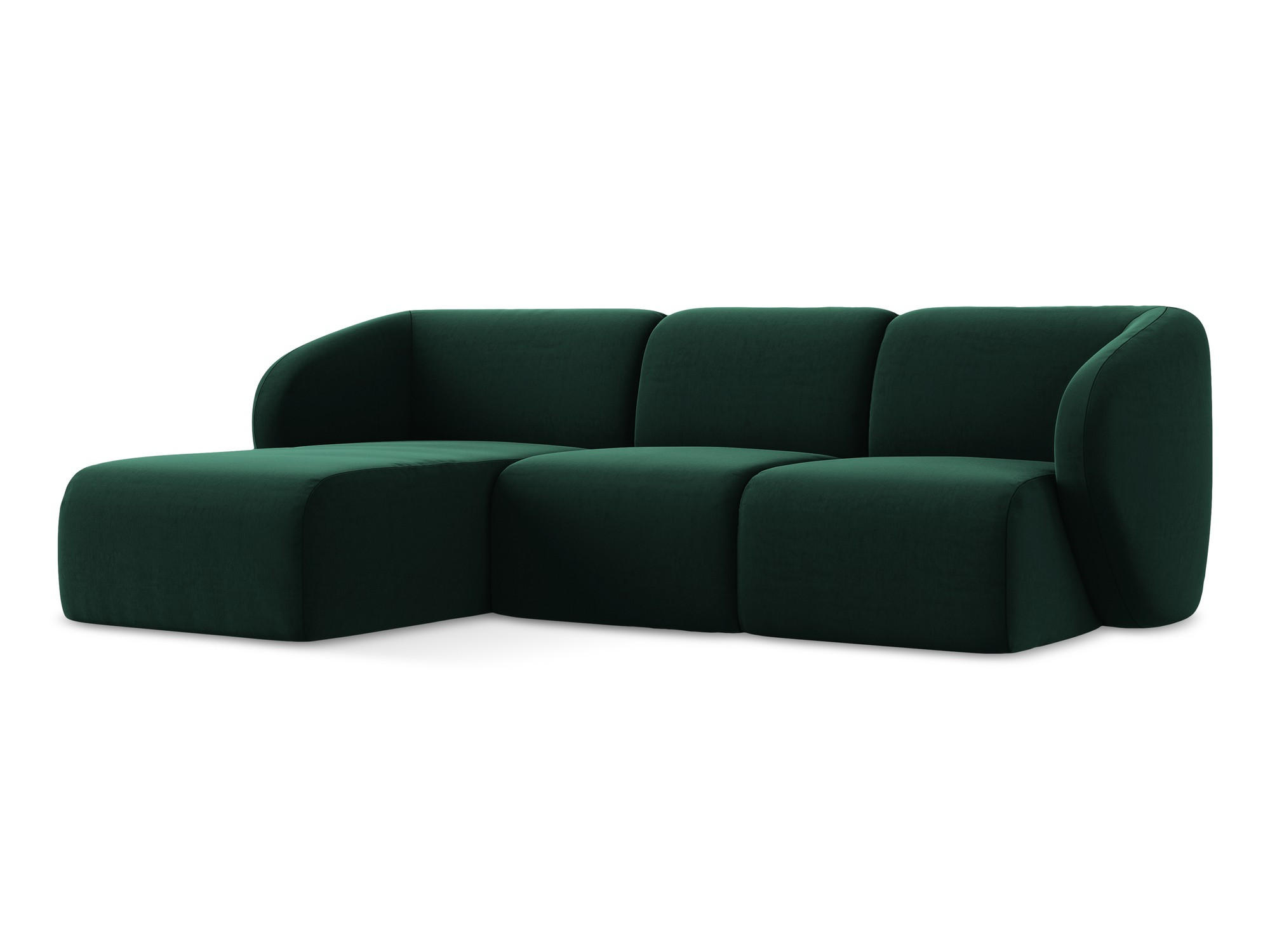 ECKSOFA Links Samt Stoff Grün - Dunkelgrün/Schwarz, Holzwerkstoff/Kunststoff (248/166cm) - Makamii