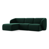 ECKSOFA Links Samt Stoff Grün - Dunkelgrün/Schwarz, Holzwerkstoff/Kunststoff (248/166cm) - Makamii