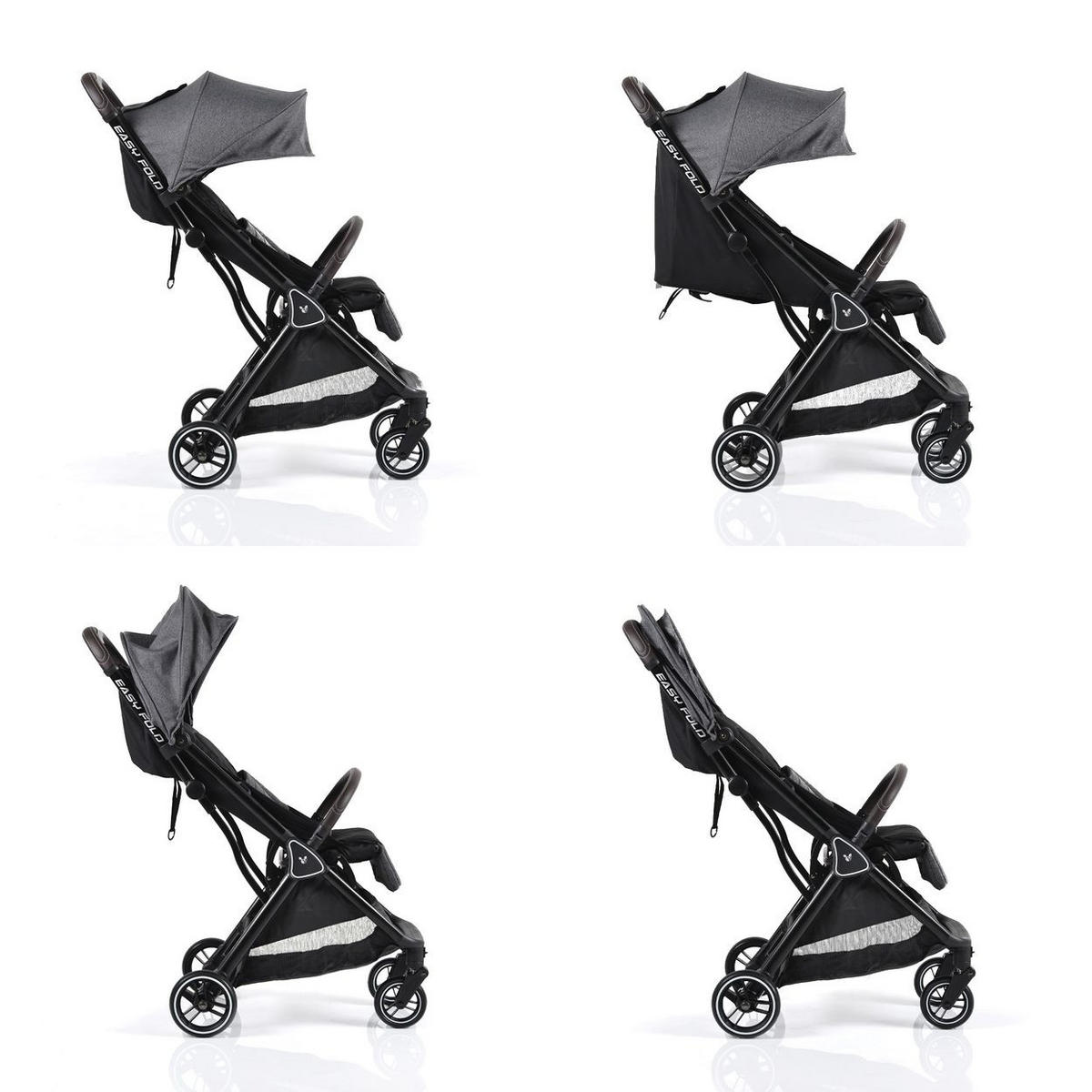 BUGGY easy Fold grau Alu Sonnendach verstellbar, faltbar, Korb - Grau, Metall (89/43/103cm) - Cangaroo