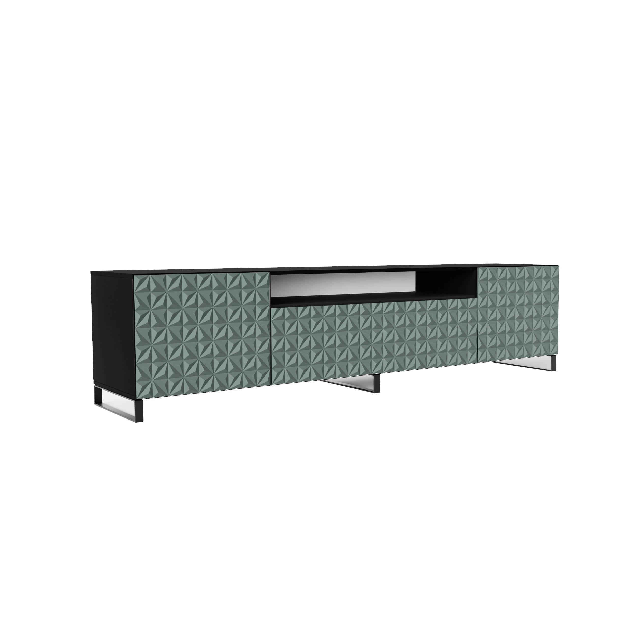 Meblini Tv-Schrank Schwarz, Grün 200x53x41 cm