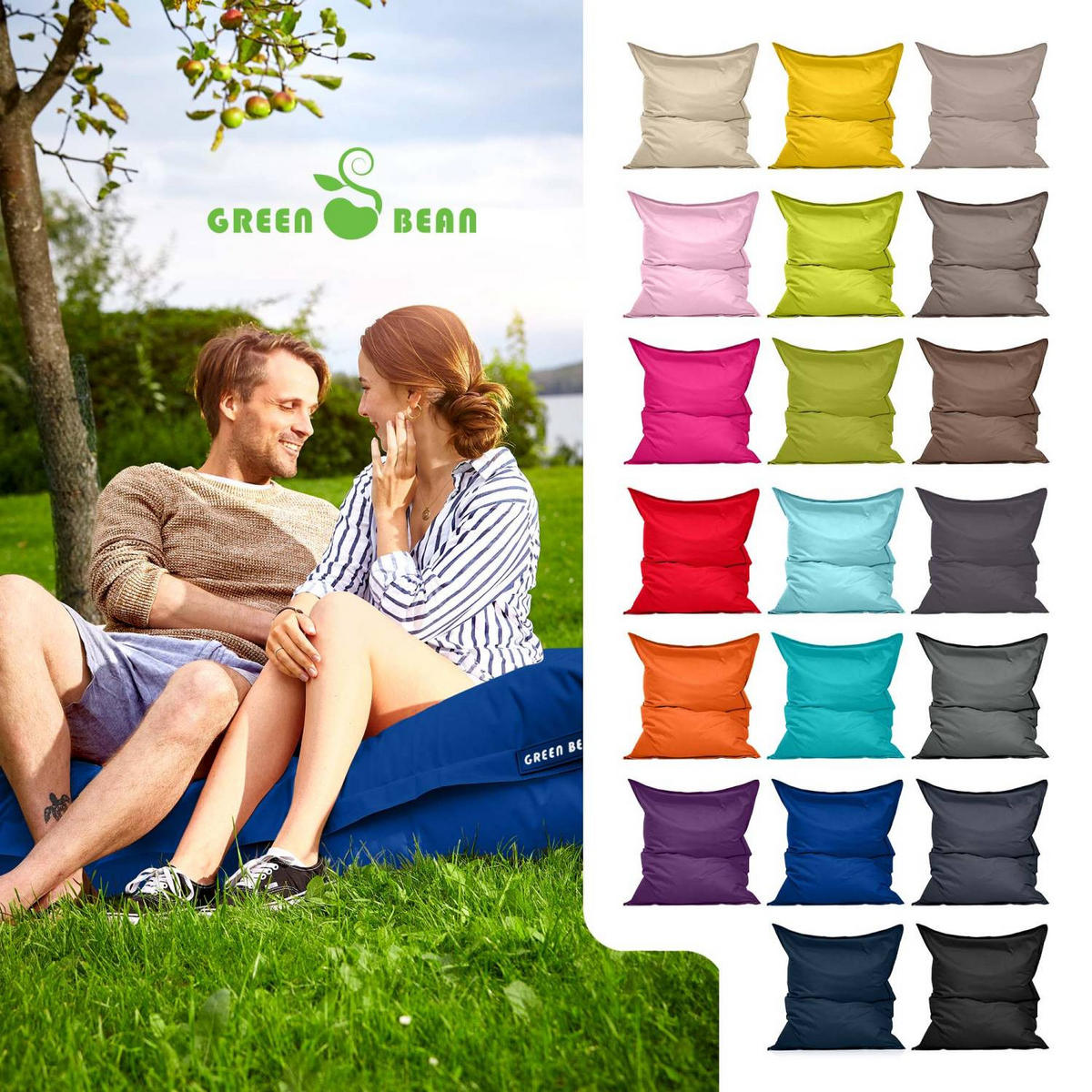 SITZSACK XL "Square" 120x160cm - 270 L - Blau, Textil (120/25/160cm) - Green Bean
