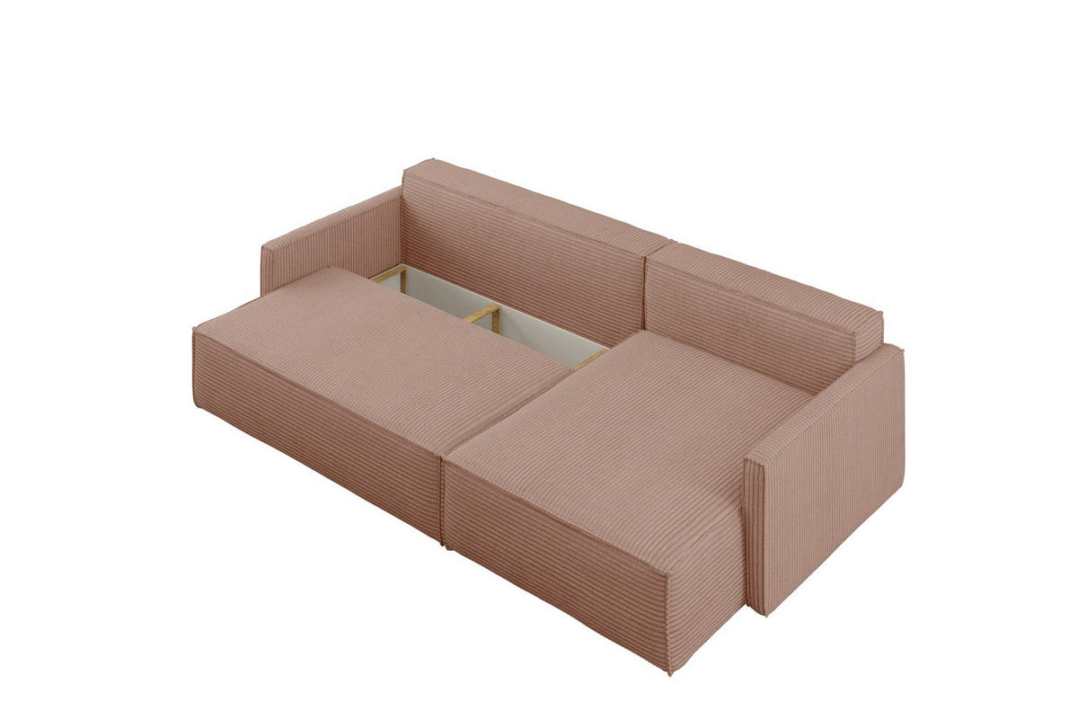 SCHLAFSOFA Carlos, Ecksofa L-Form mit schlaffunktion und bettkasten Stoff Poso Rosa Rechts - Rosa, Holz (250/83/142cm) - Kaiser Möbel