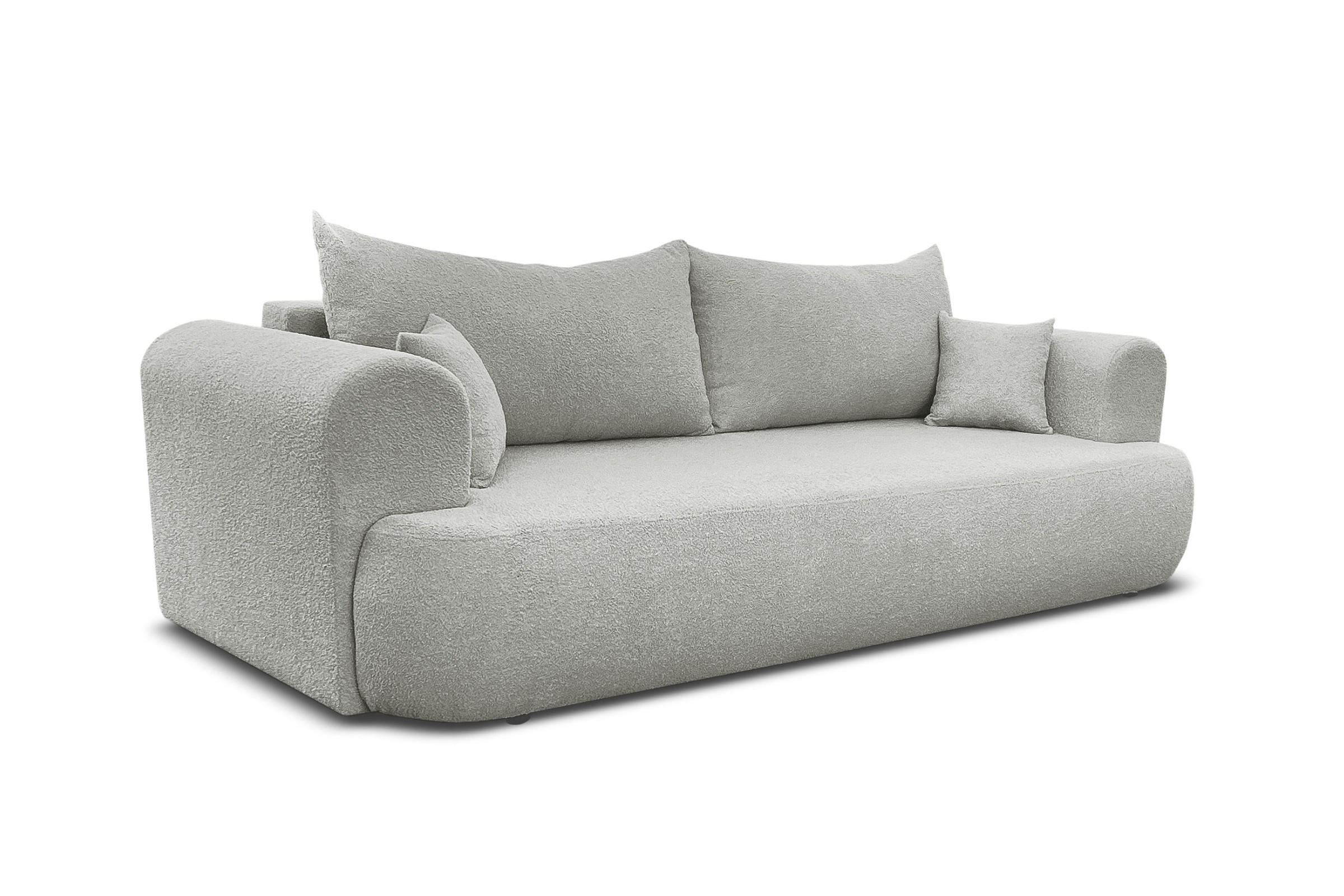 SCHLAFSOFA BRAVO 247/90 in Bouclé Hellgrau - Hellgrau, Holz/Holzwerkstoff (247/69/90cm) - Deine Möbel 24