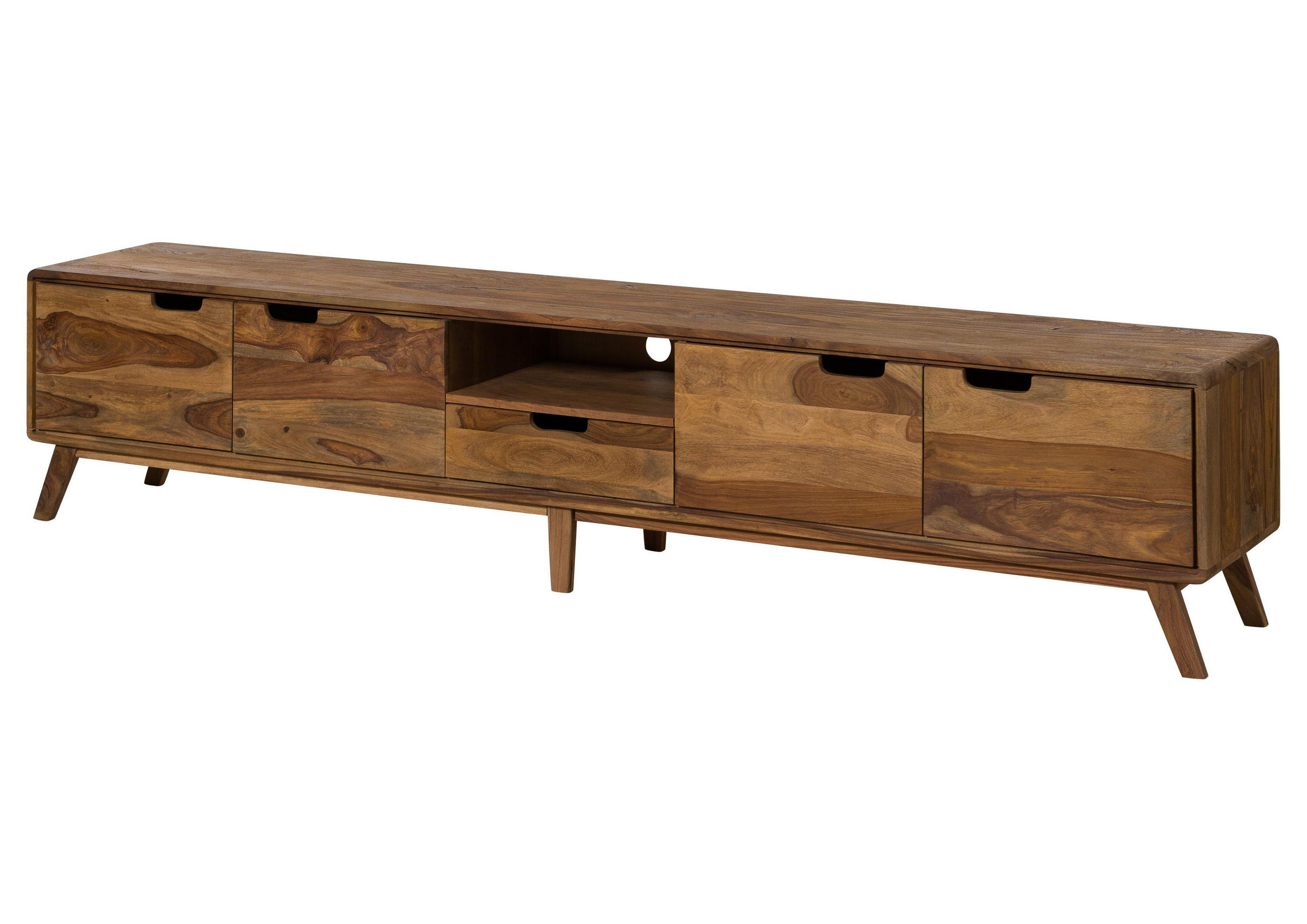 TV-BOARD Sheesham 240x40x48 natur sandgestrahlt lackiert MALMÖ 2 #227 - Naturfarben, Holz (240/48/40cm) - Massivmoebel24