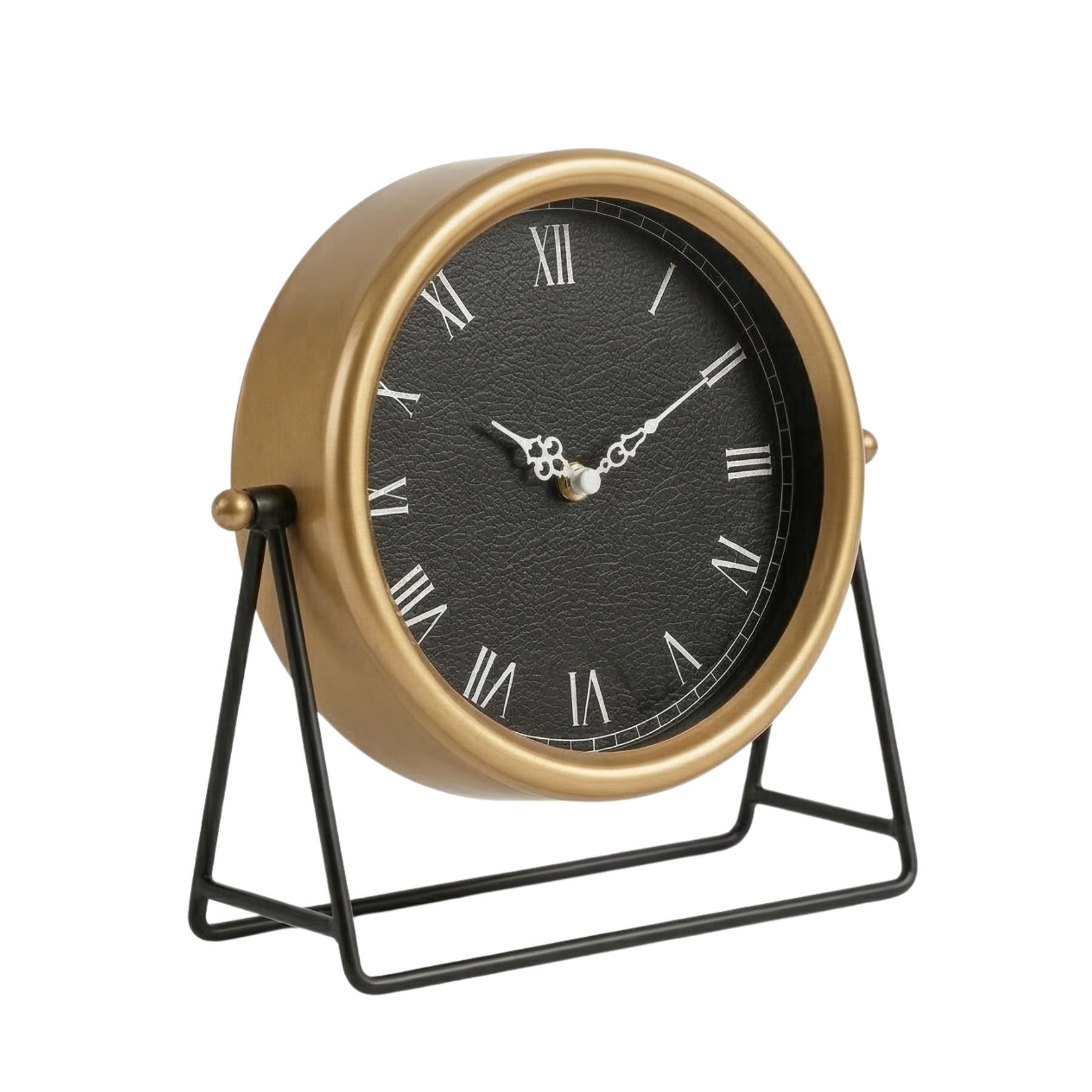 TISCHUHR auf Metallständer Kora 21/21/27 cm - Goldfarben, Metall (21/27/21cm) - SCENA LIVING