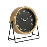 TISCHUHR auf Metallständer Kora 21/21/27 cm - Goldfarben, Metall (21/27/21cm) - SCENA LIVING