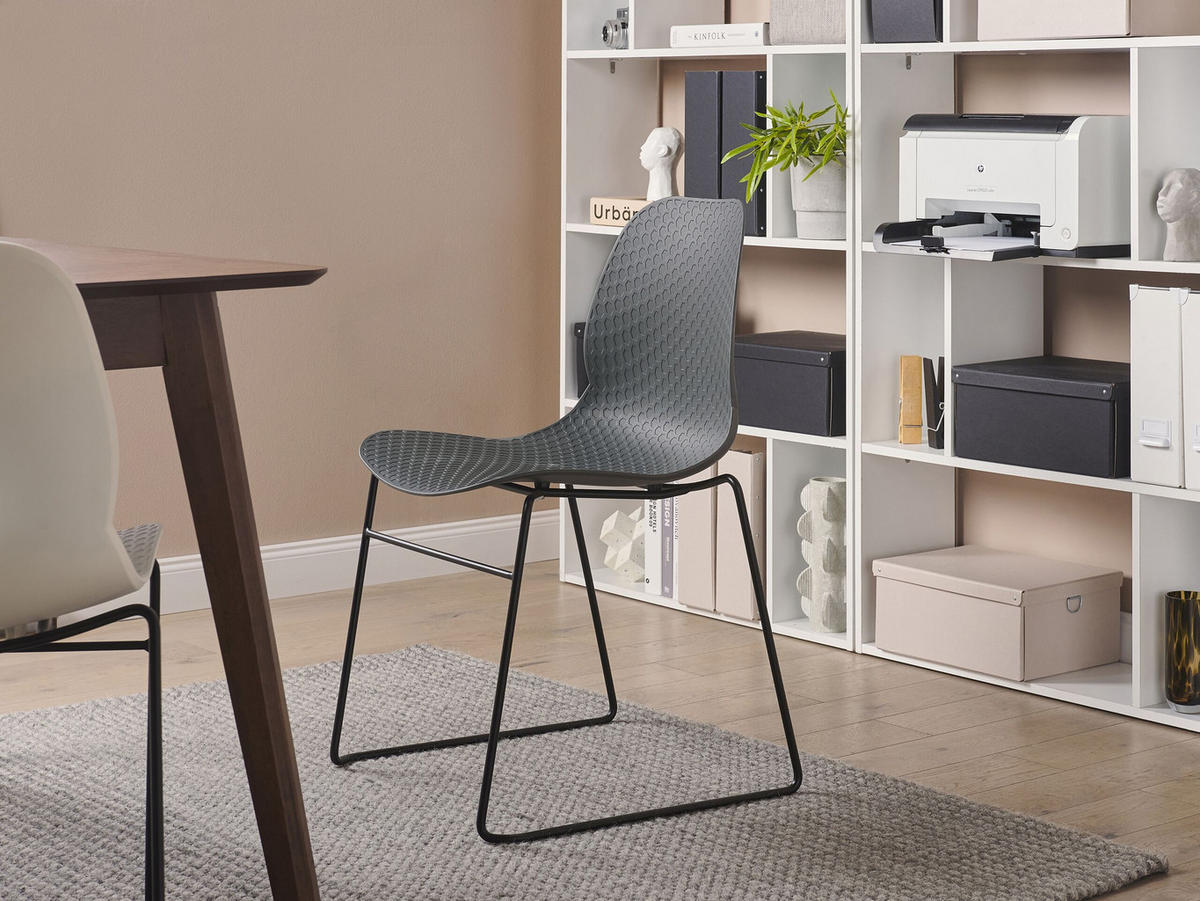 STUHL 4er-Set Kunststoff Grau Panora - Grau, Kunststoff/Metall (44/80/50cm) - Beliani