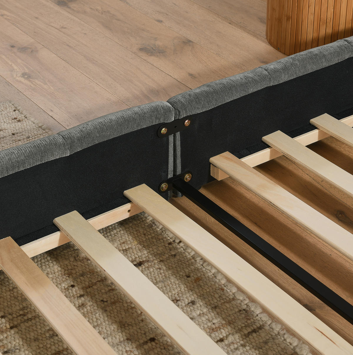 POLSTERBETT 140/200 cm mit Chenille-Bezug, Steppdesign und stabilem Holz-Metall-Rahmen, Dunkelgrau - Dunkelgrau, Kunststoff (140/200cm) - Redom