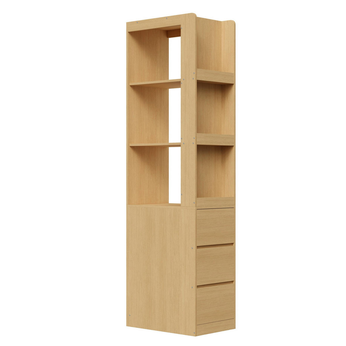 ORGANIZÉRY do kuchynských skriniek z drevotriesky, 60/40/200 cm dub, s 3 otvorenými priehradkami a 3 zásuvkami - farba duba, kompozitné drevo (60/200/40cm) - BEAOK