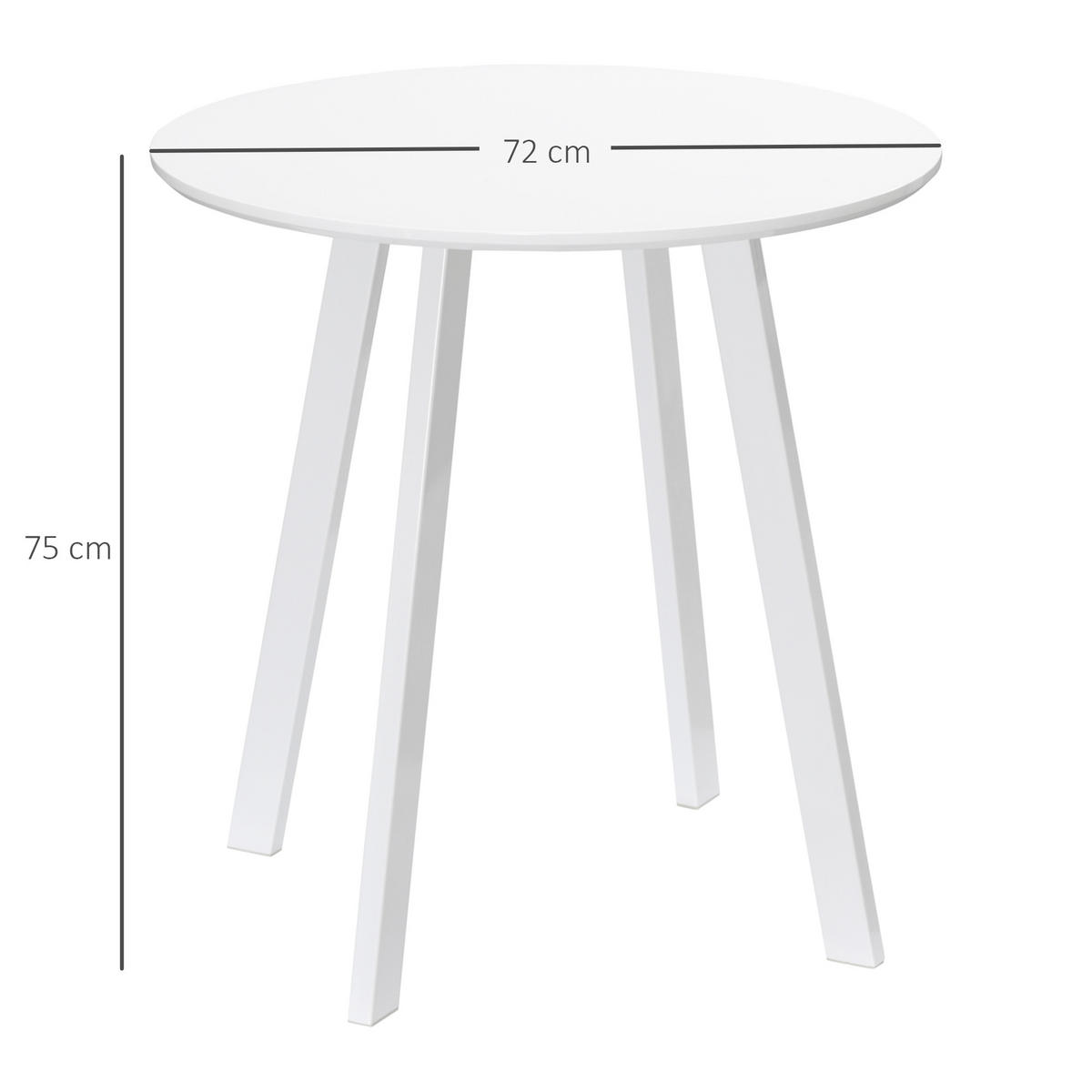 ESSTISCH, MDF, Metall, Weiß - Weiß, Kunststoff (72/72/75cm) - HOMCOM