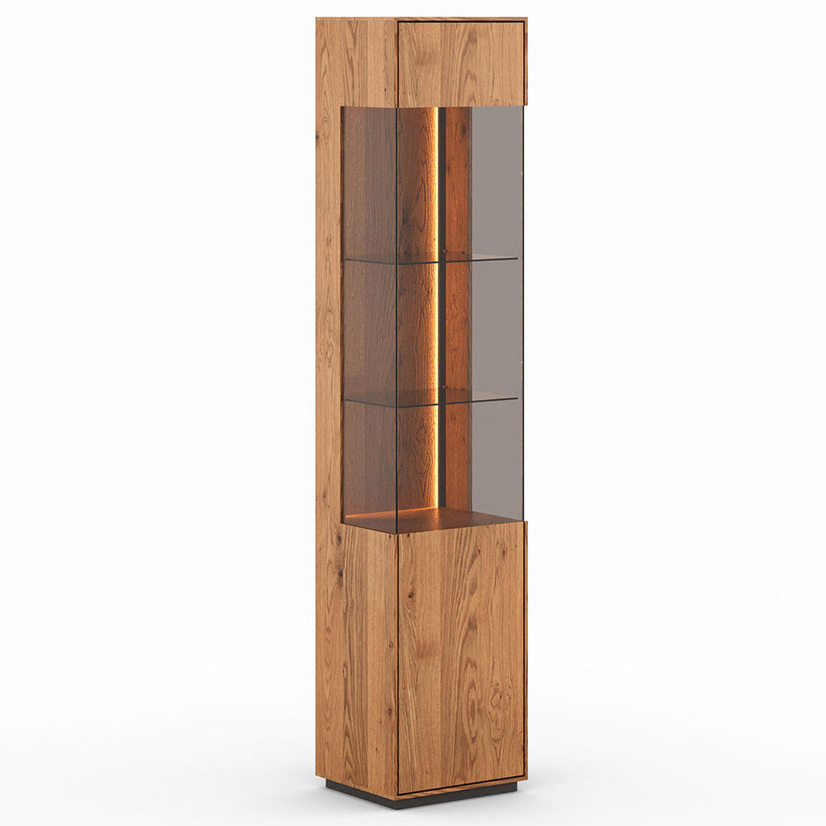 VITRINE Collodi Wildeiche Natur 43 / 37 / 205cm - Wildeiche/Eichefarben, Holz (43/205/37cm) - Feldmann-Wohnen