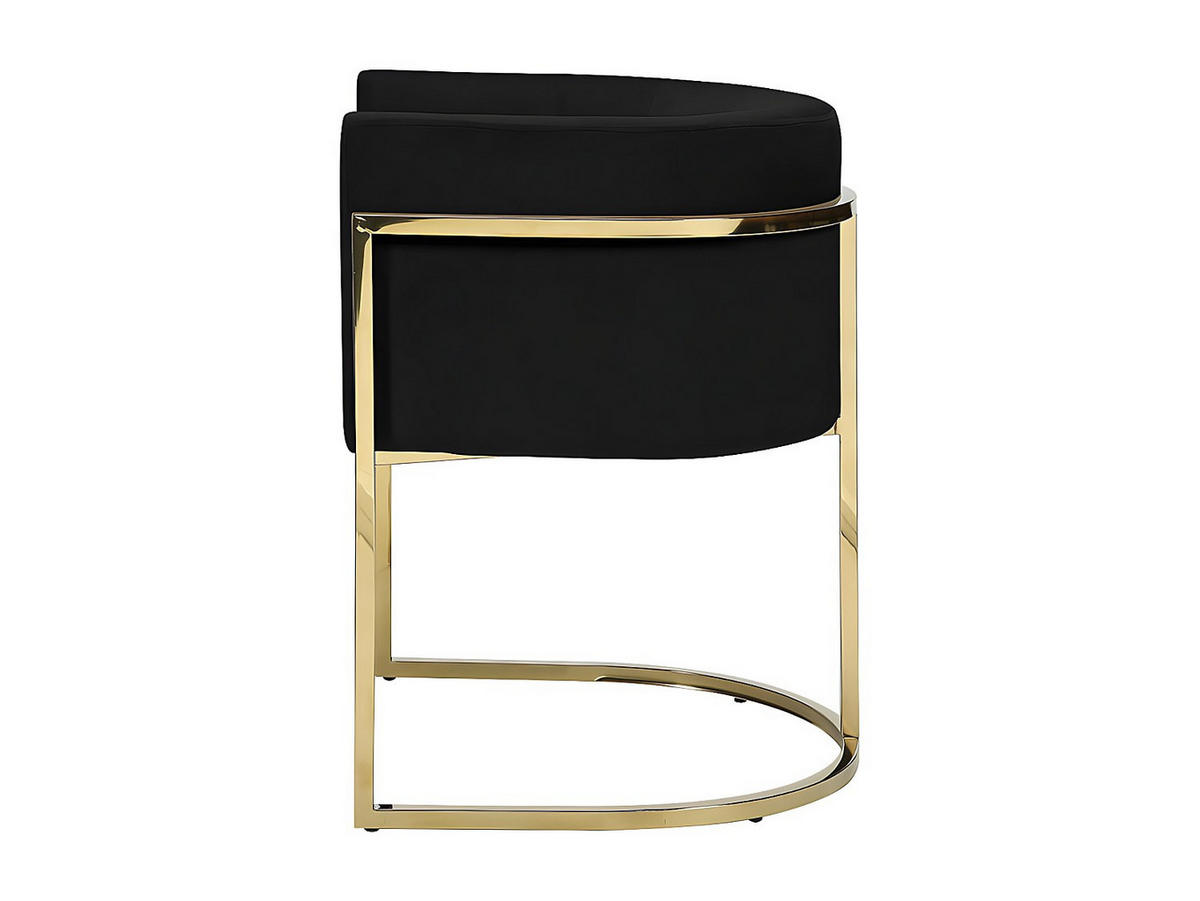 STUHL mit Armlehnen - Samt & Metall - Schwarz & Goldfarben - PERIA - Schwarz, Textil (56.5/76/60cm) - Pascal Morabito